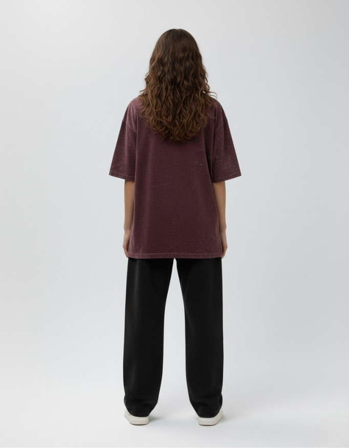 Classic Maroon Acid Wash Oversized T-Shirt