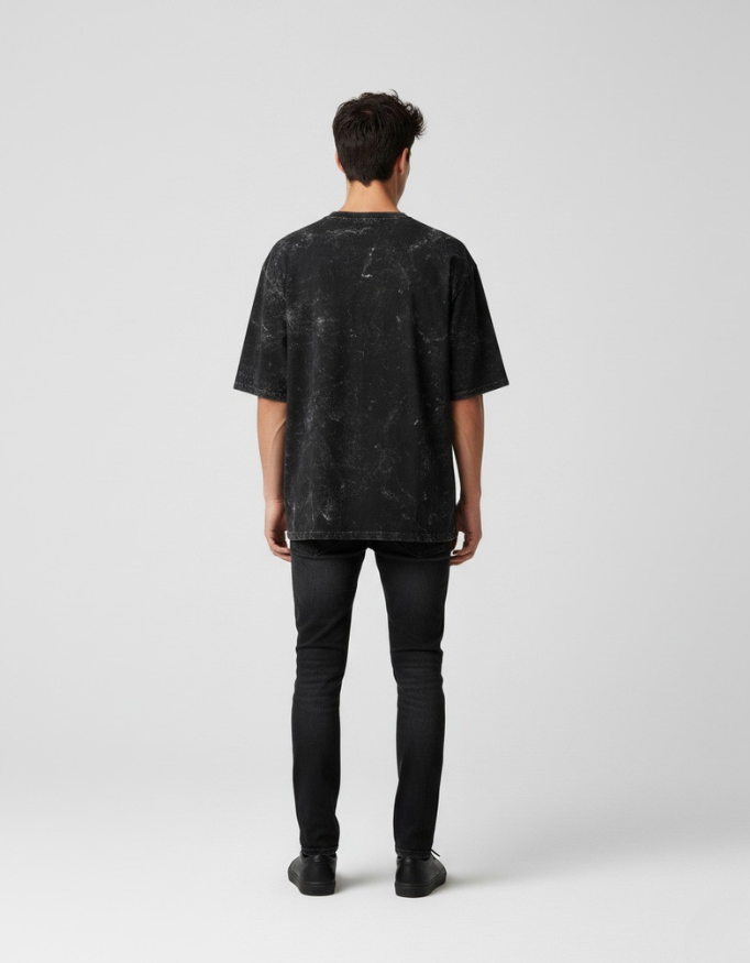 Classic Black Acid Wash Oversize T-Shirt