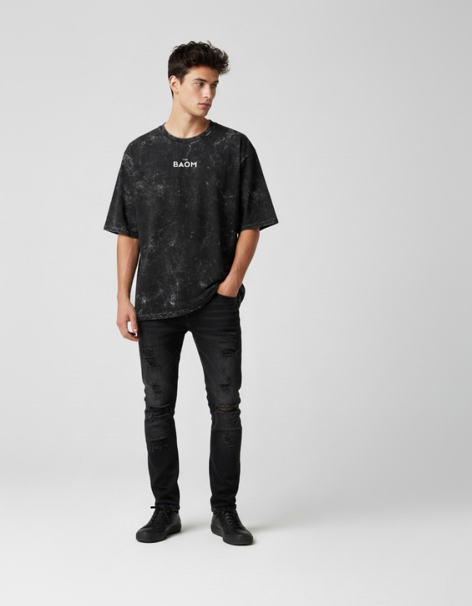 Classic Black Acid Wash Oversize T-Shirt