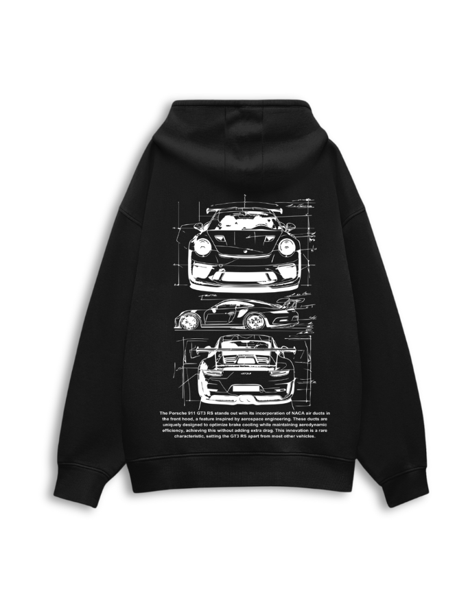 Porsche 911 GT3 RS Blueprint Black Oversize Hoodie