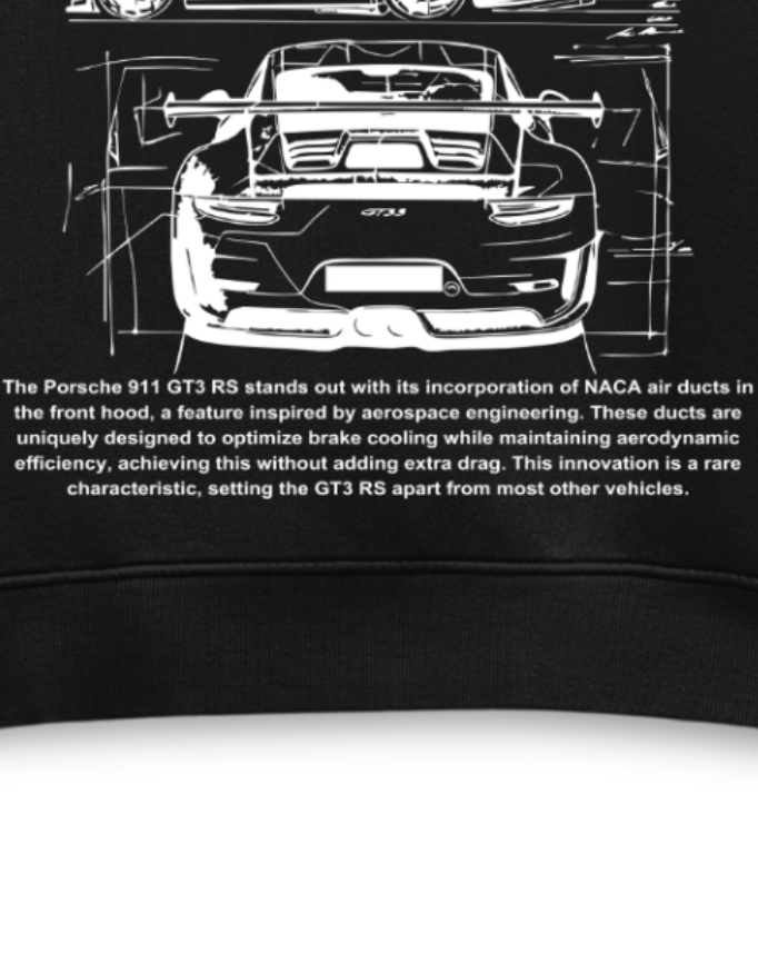 Porsche 911 GT3 RS Blueprint Black Oversize Hoodie