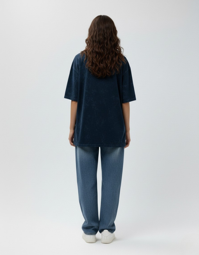 Classic Blue Acid Wash Oversize T-Shirt