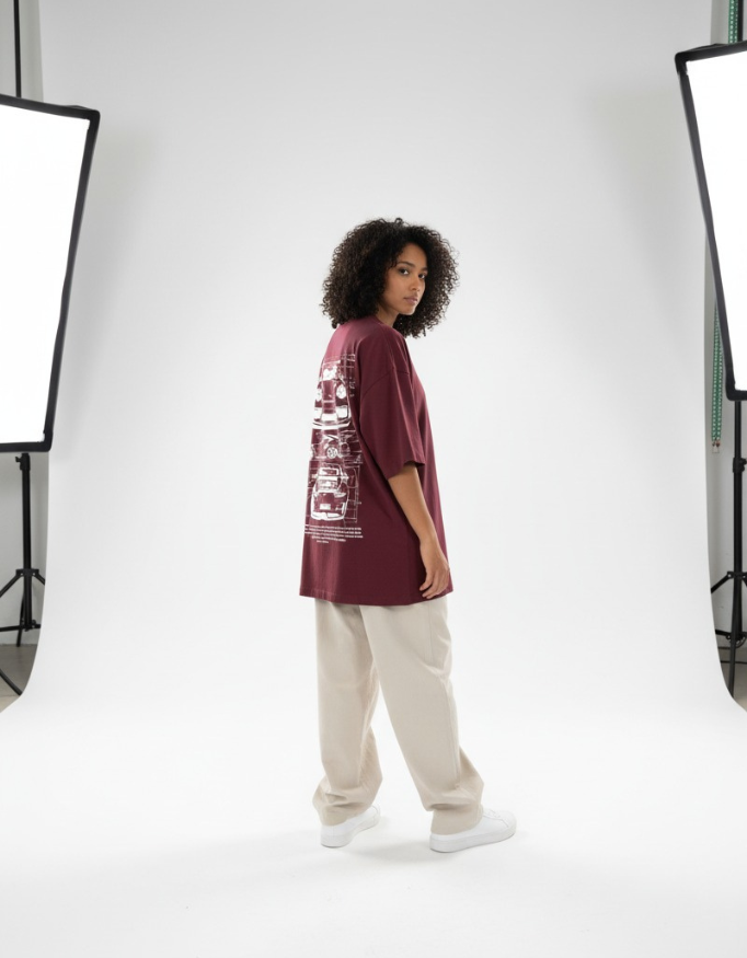 Porsche Maroon Oversize T-Shirt