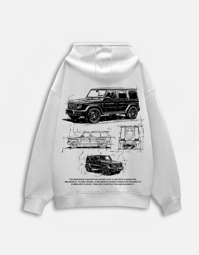 Mercedes G-Wagon Blueprint White Oversize Hoodie