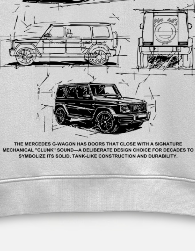 Mercedes G-Wagon Blueprint White Oversize Hoodie