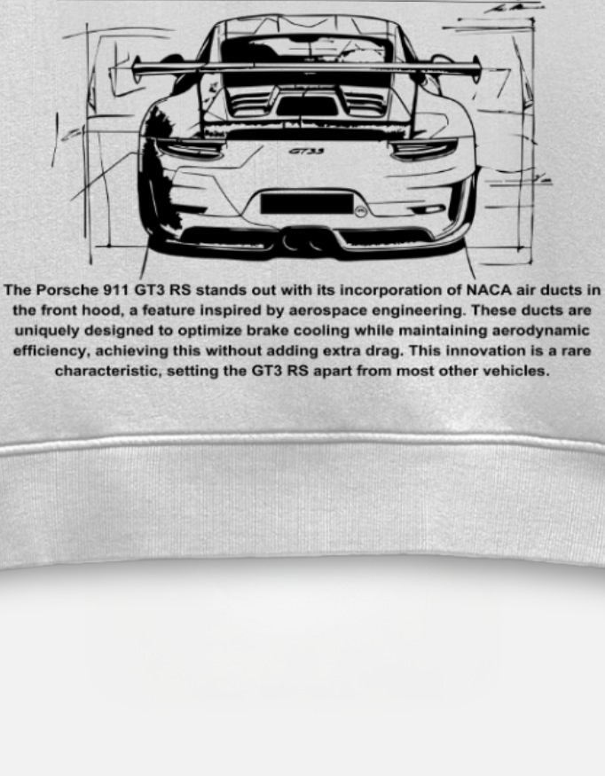 Porsche 911 GT3 RS Blueprint White Oversize Hoodie